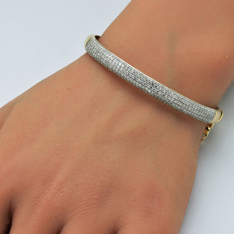 SPECIAL!1.97ct G SI 14K Yellow Gold Round Diamond Dome Bangle Bracelet