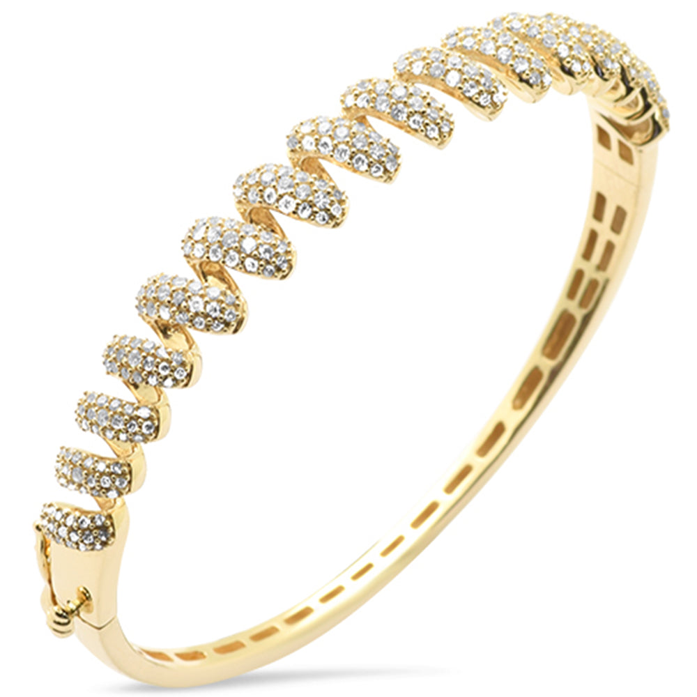 SPECIAL!1.72ct G SI 14K Yellow Gold Round Diamond Spiral Design Bangle Bracelet