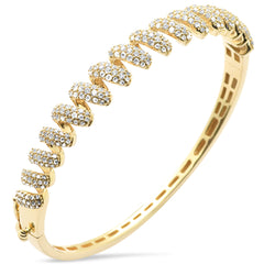 SPECIAL!1.72ct G SI 14K Yellow Gold Round Diamond Spiral Design Bangle Bracelet