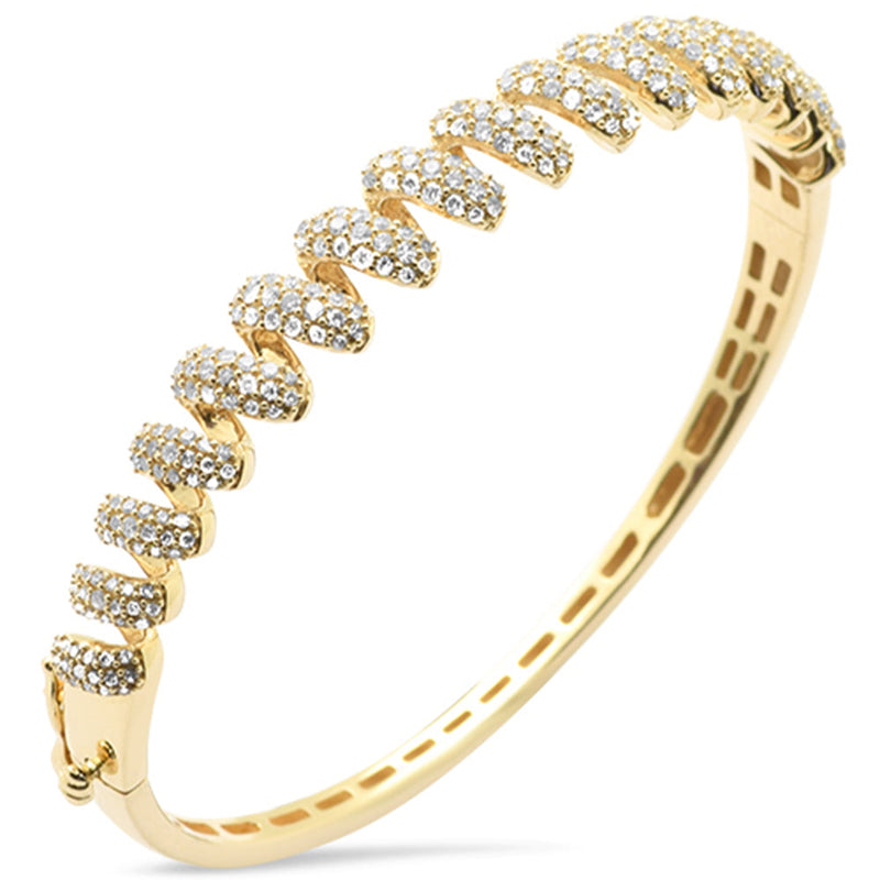 SPECIAL!1.72ct G SI 14K Yellow Gold Round Diamond Spiral Design Bangle Bracelet