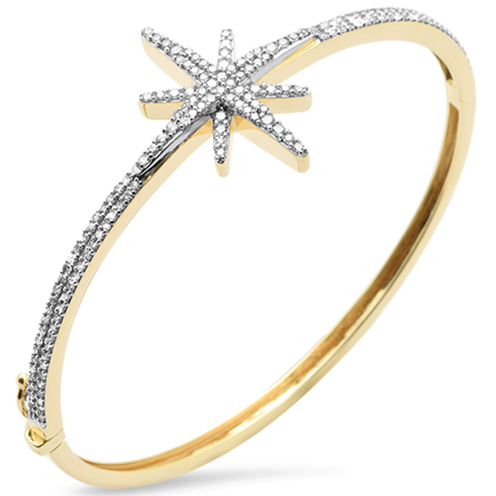 SPECIAL! 1.02ct G SI 14K Yellow Gold Round Diamond Starburst Bangle Bracelet