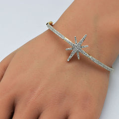 SPECIAL! 1.02ct G SI 14K Yellow Gold Round Diamond Starburst Bangle Bracelet