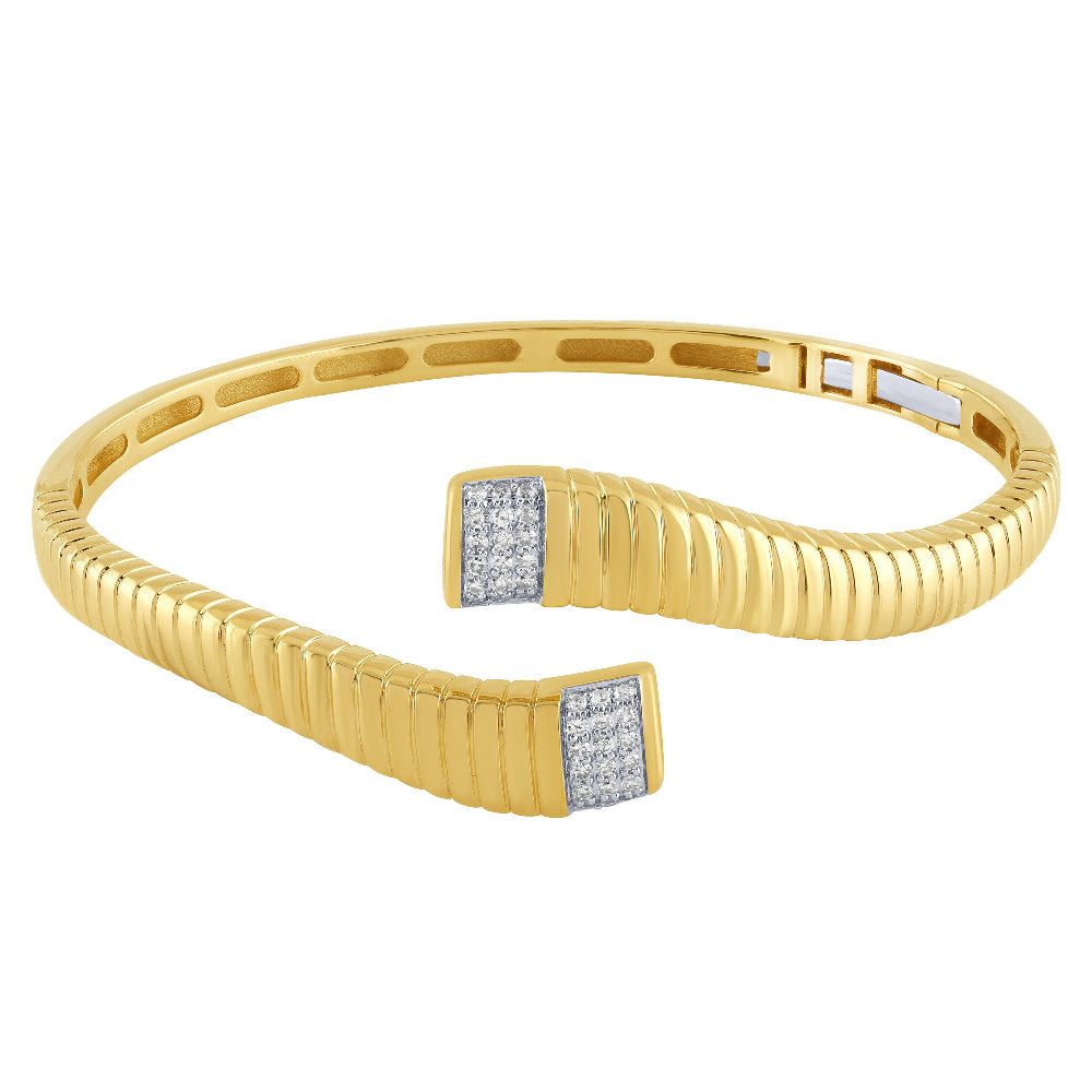 SPECIAL!.24ct G SI 14K Yellow Gold Round Diamond Open Bangle Bracelet