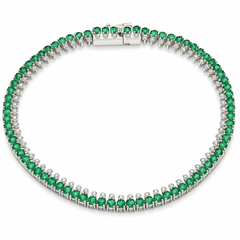 SPECIAL!3.05ct G SI 14K White Gold Diamond & Emerald Gemstone Elegant Tennis Bracelet 7" Long