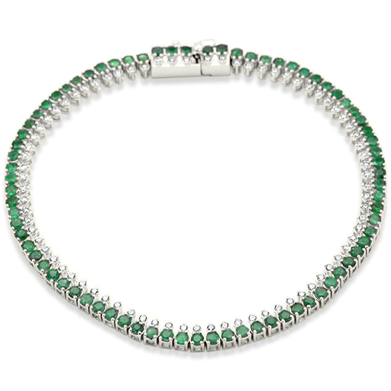 SPECIAL!3.05ct G SI 14K White Gold Diamond & Emerald Gemstone Elegant Tennis Bracelet 7" Long