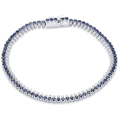 SPECIAL! 3.88ct G SI 14K White Gold Diamond & Blue Sapphire Gemstone Elegant Tennis Bracelet 7" Long