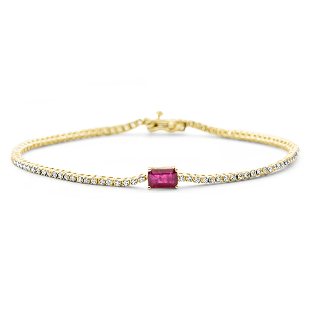 SPECIAL!1.53ct G SI 14K Yellow Gold Diamond & Ruby Gemstone Tennis Bracelet 7" Long