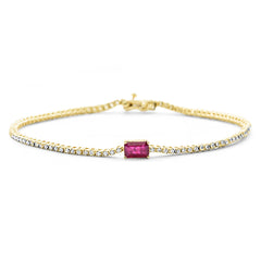 SPECIAL!1.53ct G SI 14K Yellow Gold Diamond & Ruby Gemstone Tennis Bracelet 7" Long