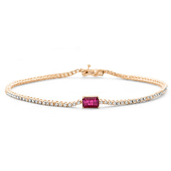 SPECIAL!1.72 G SI 14K Rose Gold Diamond & Ruby Gemstone Tennis Bracelet 7" Long