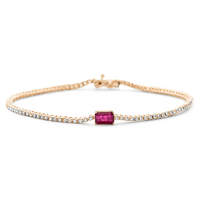 SPECIAL!1.72 G SI 14K Rose Gold Diamond & Ruby Gemstone Tennis Bracelet 7" Long