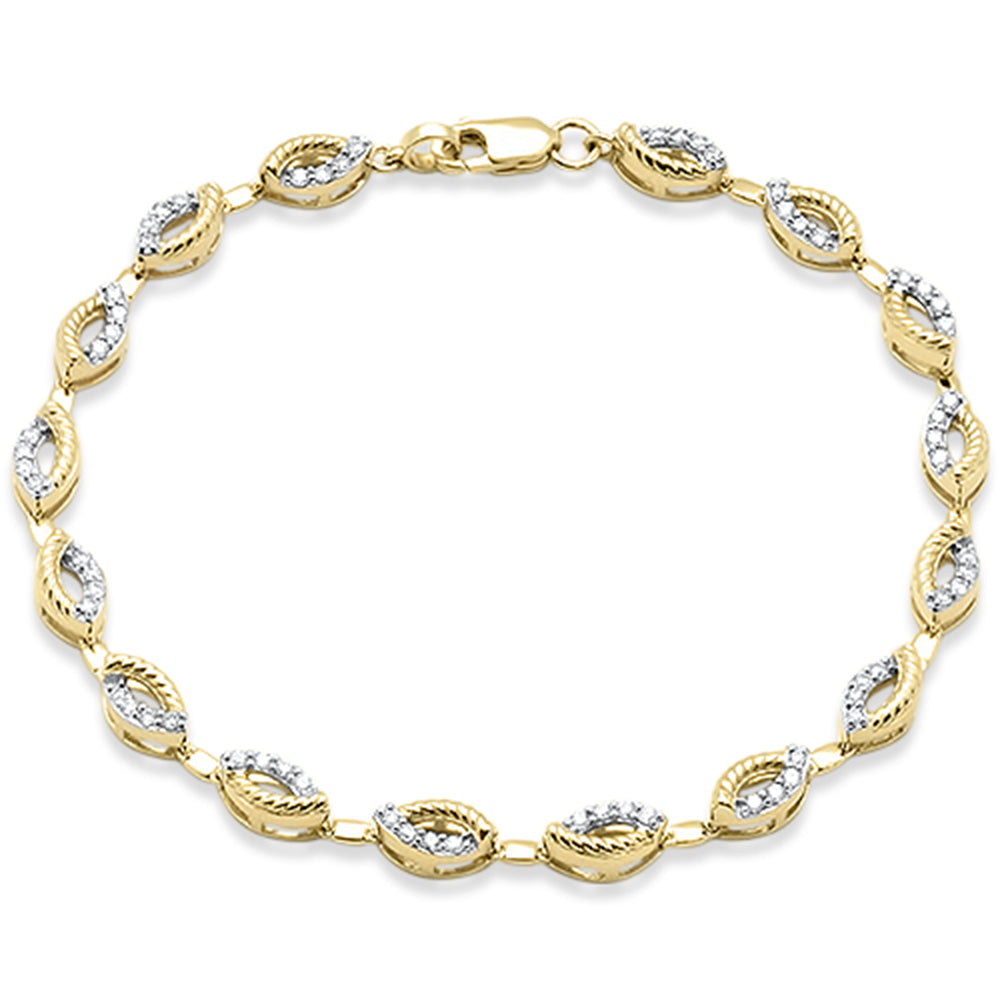 SPECIAL!.50ct G SI 14K Yellow Gold Diamond Evil Eye Style Link Bracelet 7" Long