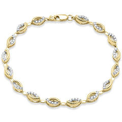 SPECIAL!.50ct G SI 14K Yellow Gold Diamond Evil Eye Style Link Bracelet 7" Long
