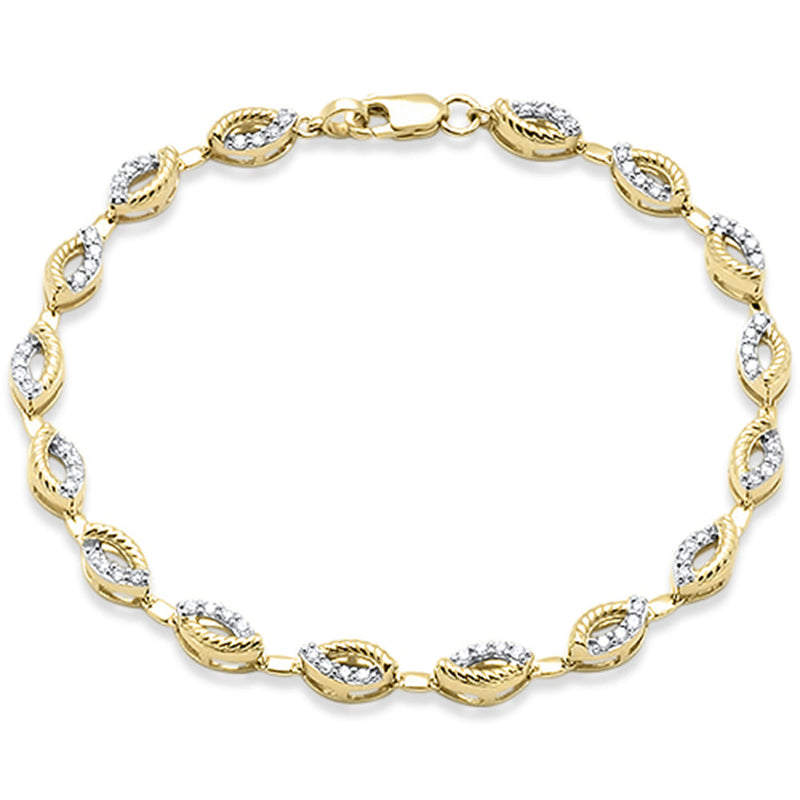 SPECIAL!.50ct G SI 14K Yellow Gold Diamond Evil Eye Style Link Bracelet 7" Long