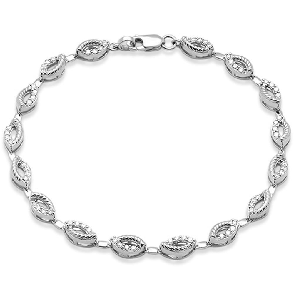 SPECIAL!.50ct G SI 14K White Gold Diamond Evil Eye Style Link Bracelet 7" Long