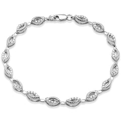 SPECIAL!.50ct G SI 14K White Gold Diamond Evil Eye Style Link Bracelet 7" Long