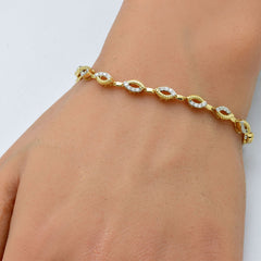 SPECIAL!.50ct G SI 14K Yellow Gold Diamond Evil Eye Style Link Bracelet 7" Long
