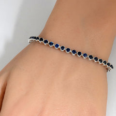 SPECIAL!5.15ct G SI 14K White Gold Blue Sapphire Gemstone Tennis Bracelet 7" Long