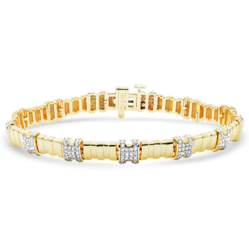 SPECIAL!1.02ct G SI 14K Yellow Gold Round Diamond Trendy Style Bracelet 7" Long