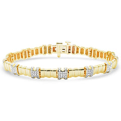 SPECIAL!1.02ct G SI 14K Yellow Gold Round Diamond Trendy Style Bracelet 7" Long