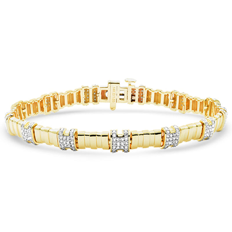 SPECIAL!1.02ct G SI 14K Yellow Gold Round Diamond Trendy Style Bracelet 7" Long