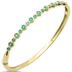 SPECIAL!.91ct G SI 14K Yellow Gold Octagon Emerald Gemstone Bangle Bracelet