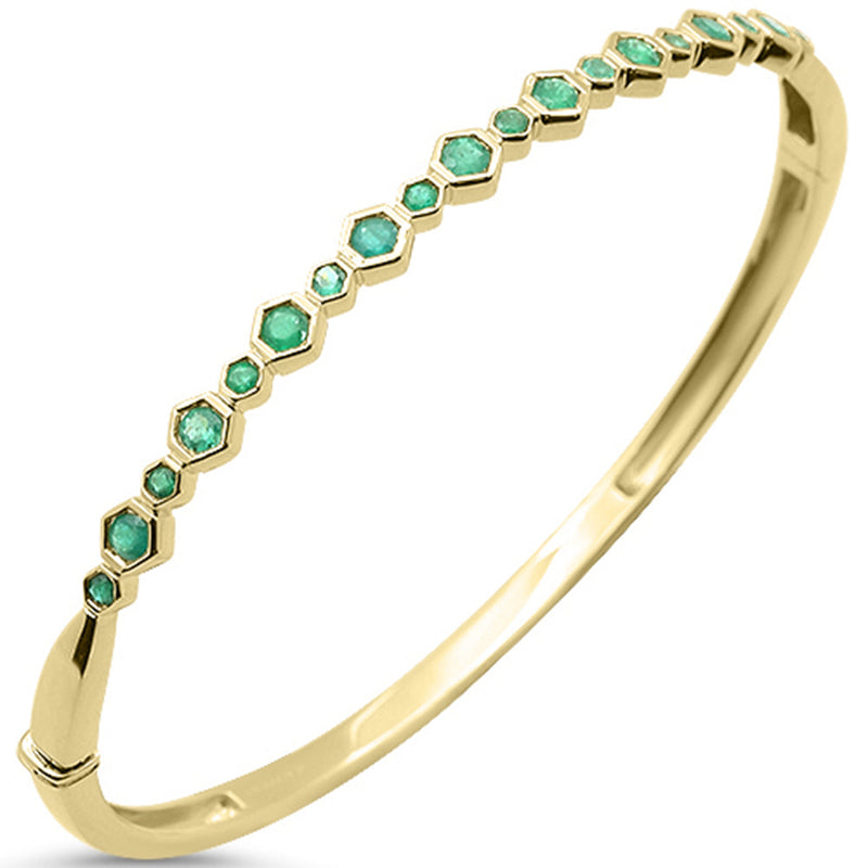 SPECIAL!.91ct G SI 14K Yellow Gold Octagon Emerald Gemstone Bangle Bracelet