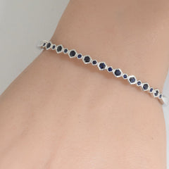 SPECIAL!1.21ct G SI 14K White Gold Octagon Shape Blue Sapphire Gemstone Bangle Bracelet