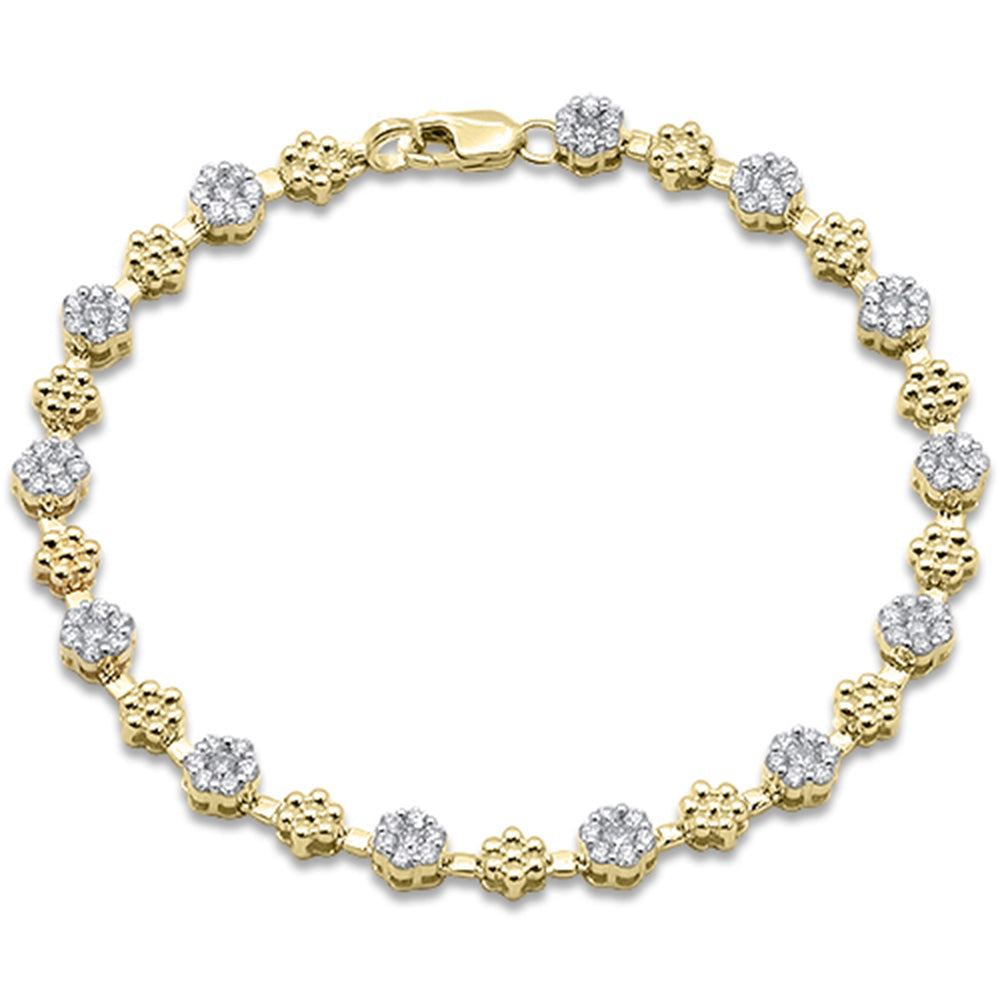 SPECIAL!1.50ct G SI 14K Yellow Gold Diamond Flower Bracelet 7" Long
