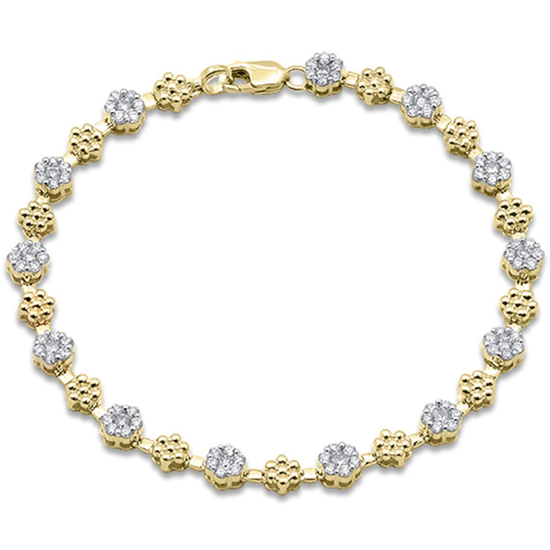 SPECIAL!1.50ct G SI 14K Yellow Gold Diamond Flower Bracelet 7" Long