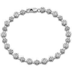 SPECIAL!1.50ct G SI 14K White Gold Diamond Flower Bracelet 7" Long