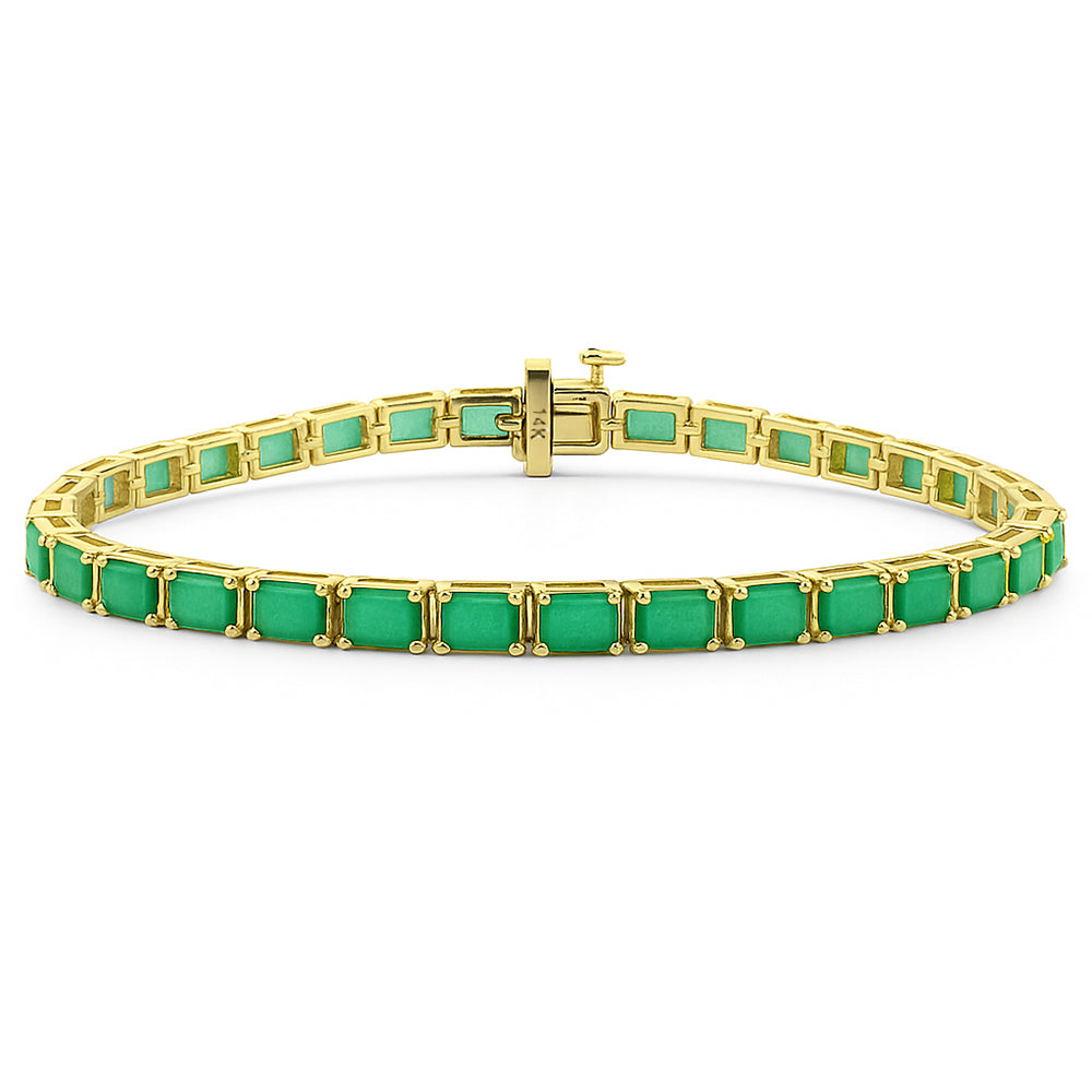 SPECIAL!8.81ct G SI 14K Yellow Gold East West Set Emerald Gemstone Bracelet 7" Long