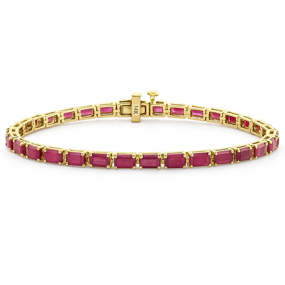 SPECIAL!11.20ct G SI 14K Yellow Gold East West Set Ruby Gemstone Tennis Bracelet 7" Long