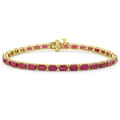 SPECIAL!11.20ct G SI 14K Yellow Gold East West Set Ruby Gemstone Tennis Bracelet 7" Long