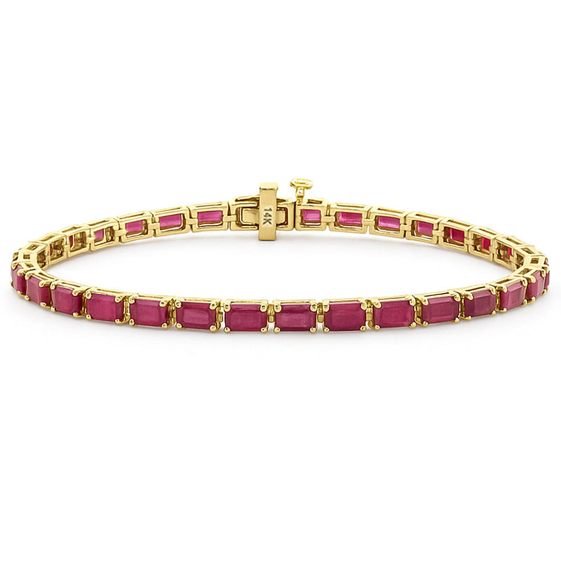 SPECIAL!11.20ct G SI 14K Yellow Gold East West Set Ruby Gemstone Tennis Bracelet 7" Long