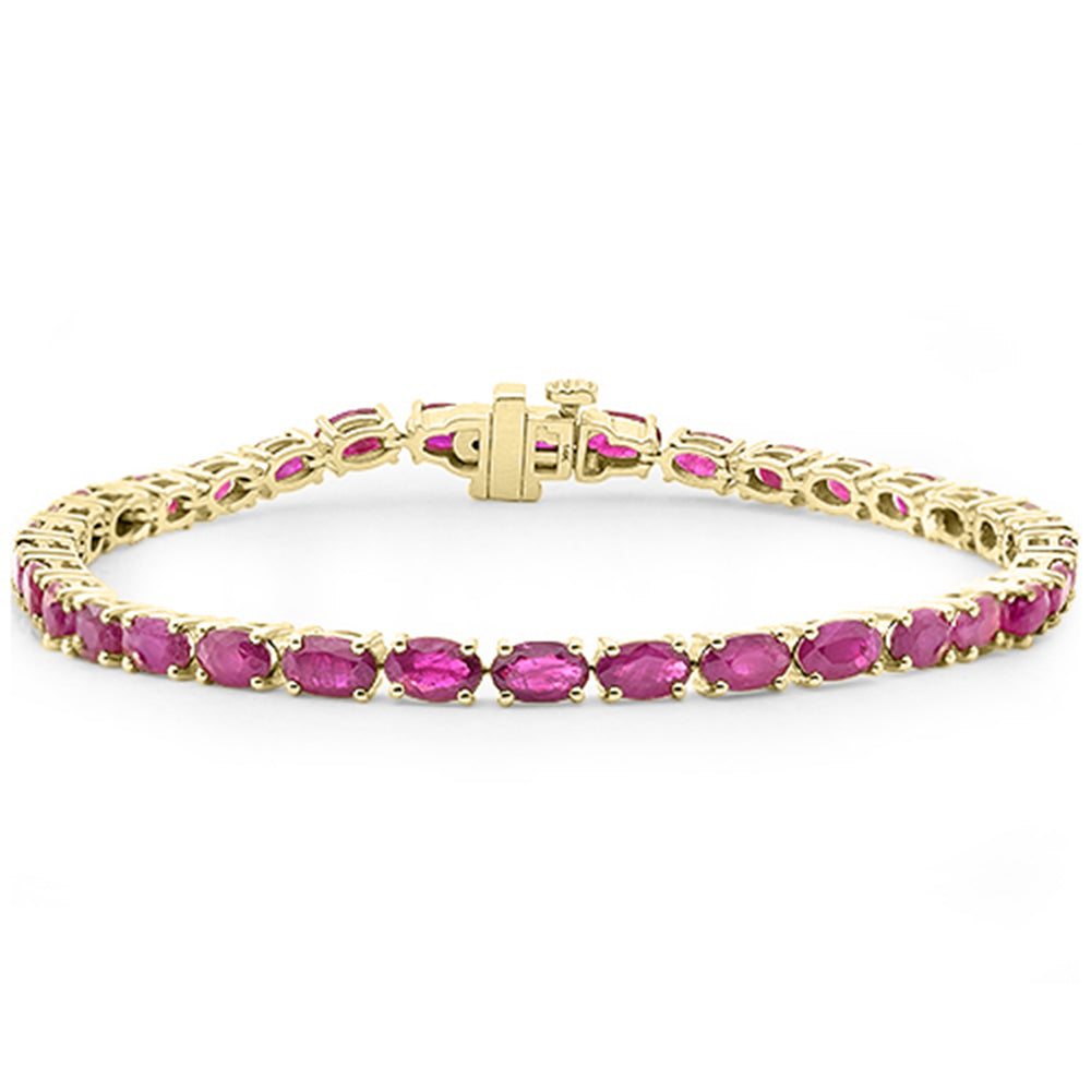 SPECIAL!10.37ct G SI 14K Yellow Gold Oval Shape Ruby Gemstone Tennis Bracelet 7" Long
