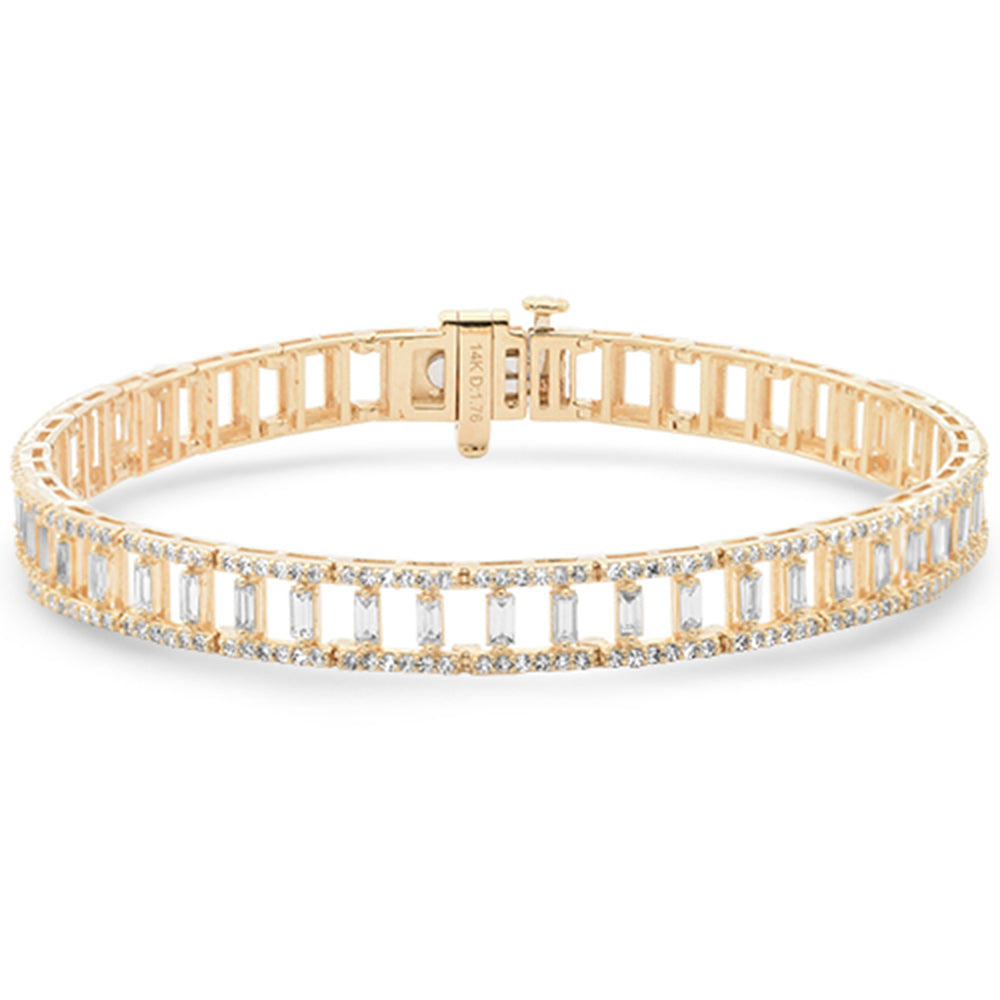 SPECIAL!1.73ct G SI 14K Yellow Gold Round & Baguette Diamond Bracelet 7" Long