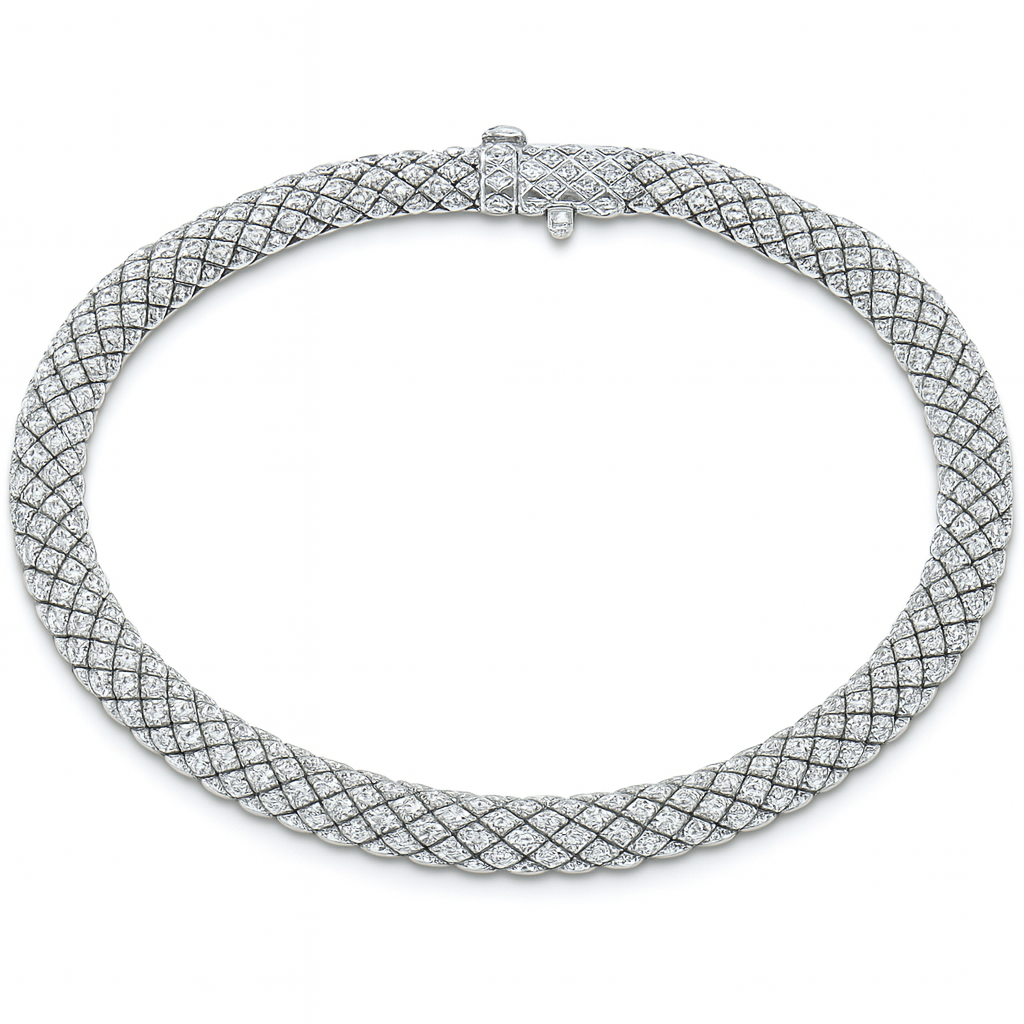 SPECIAL!1.01ct G SI 14K White Gold Diamond Snake Serpentine Italian Mesh Diamond Bracelet 7.5" Long