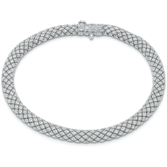 SPECIAL!1.01ct G SI 14K White Gold Diamond Snake Serpentine Italian Mesh Diamond Bracelet 7.5" Long
