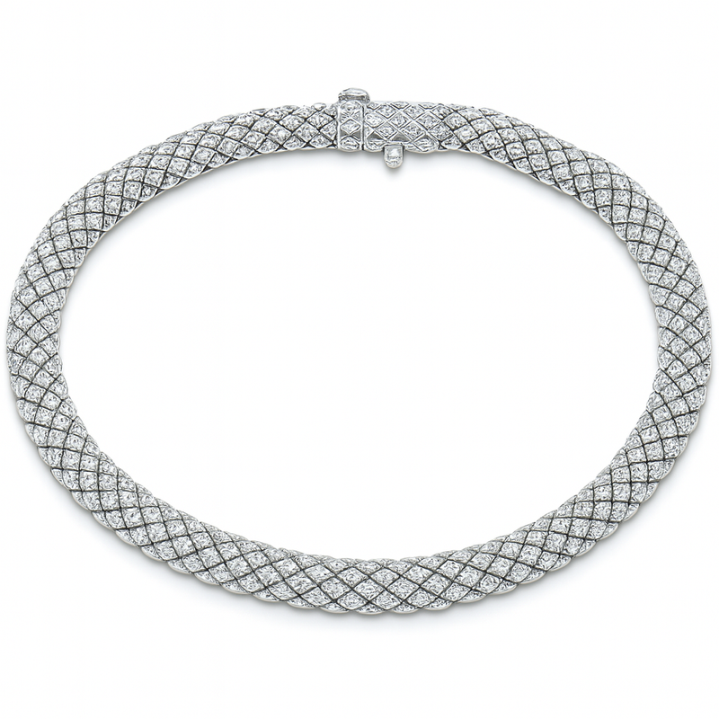 SPECIAL!1.01ct G SI 14K White Gold Diamond Snake Serpentine Italian Mesh Diamond Bracelet 7.5" Long