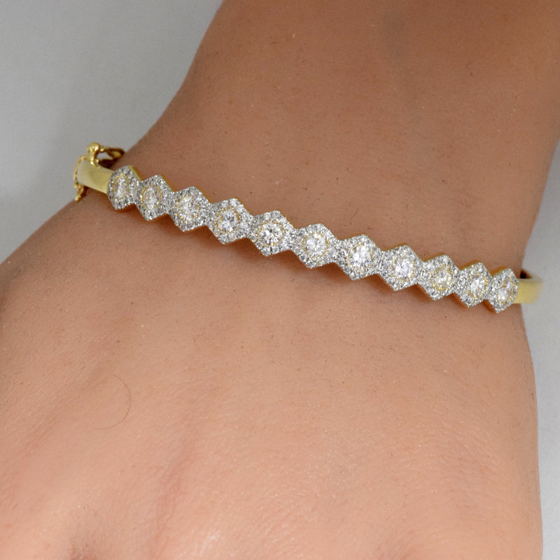 SPECIAL! 3.80ct G SI 14K Yellow Gold Diamond Diamond Bangle Bracelet
