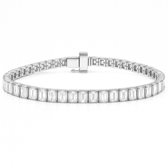 SPECIAL! 6.52ct G SI 14K White Gold Emerald Cut Diamond Tennis Bracelet 7" Long