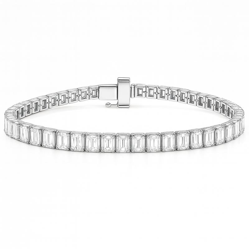 SPECIAL! 6.52ct G SI 14K White Gold Emerald Cut Diamond Tennis Bracelet 7" Long