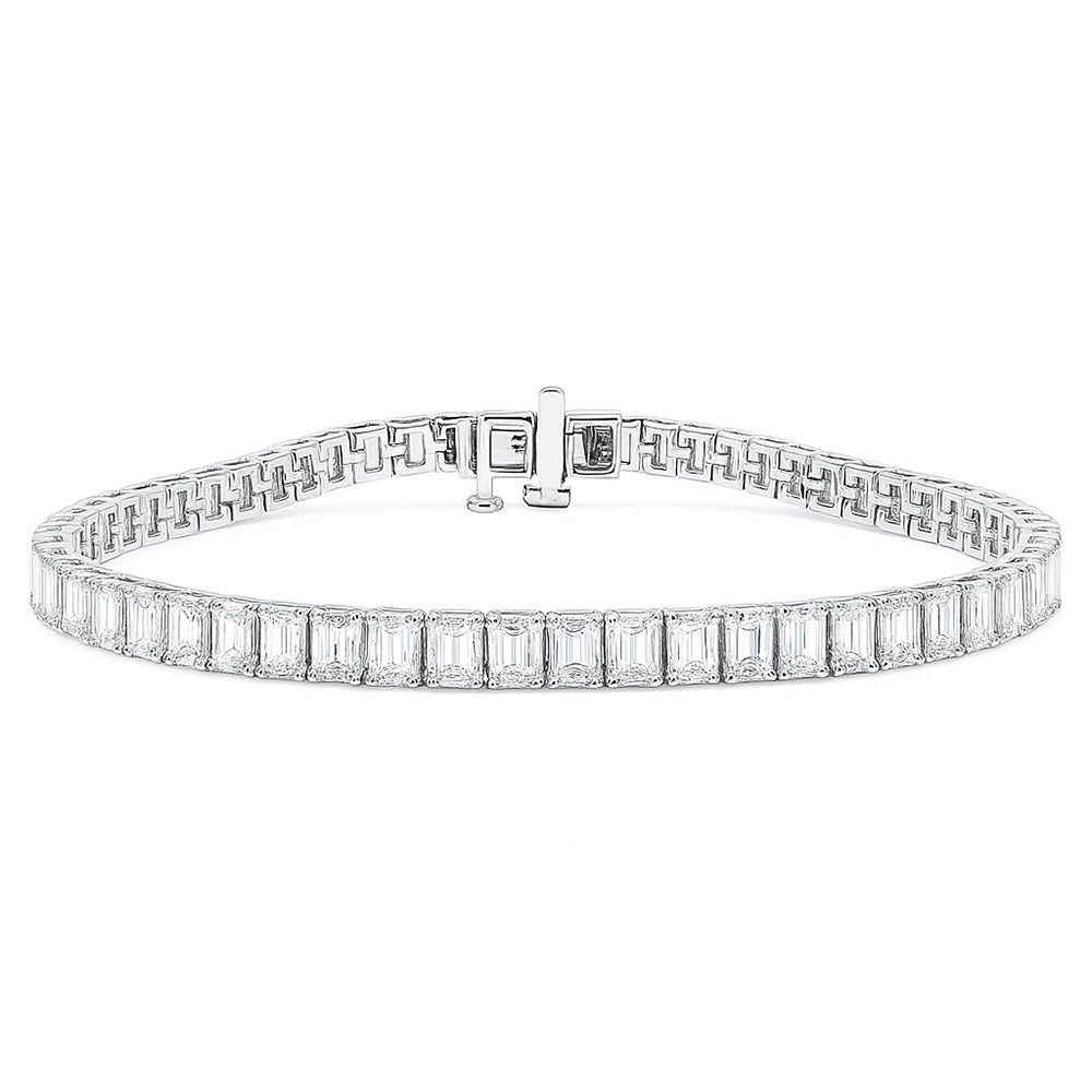 SPECIAL! 8.50ct G SI 14K White Gold Emerald Cut Diamond Tennis Bracelet 7" Long