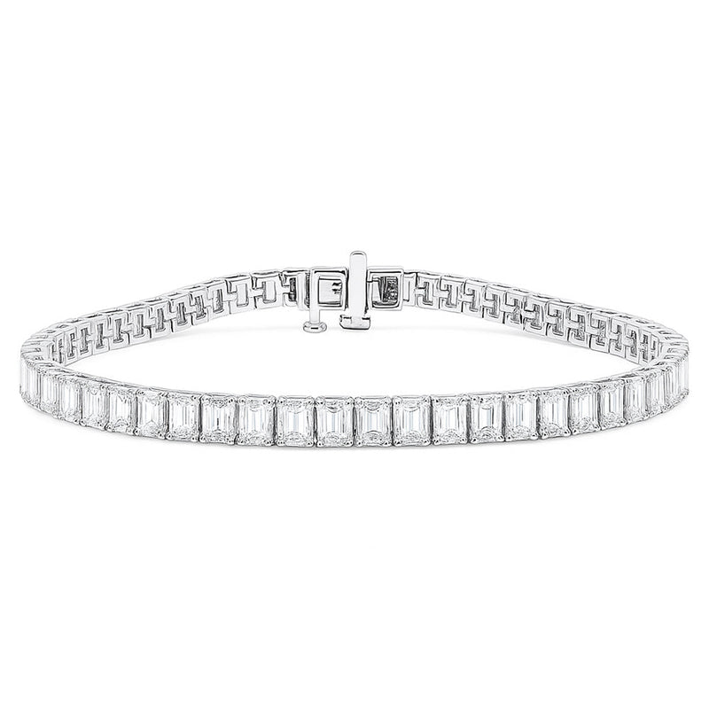 SPECIAL! 8.50ct G SI 14K White Gold Emerald Cut Diamond Tennis Bracelet 7" Long
