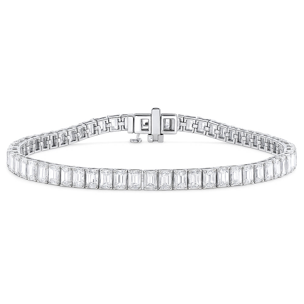 SPECIAL! 10.24ct G SI 14K White Gold Emerald Cut Diamond Tennis Bracelet 7" Long