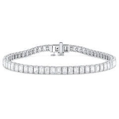 SPECIAL! 10.24ct G SI 14K White Gold Emerald Cut Diamond Tennis Bracelet 7" Long