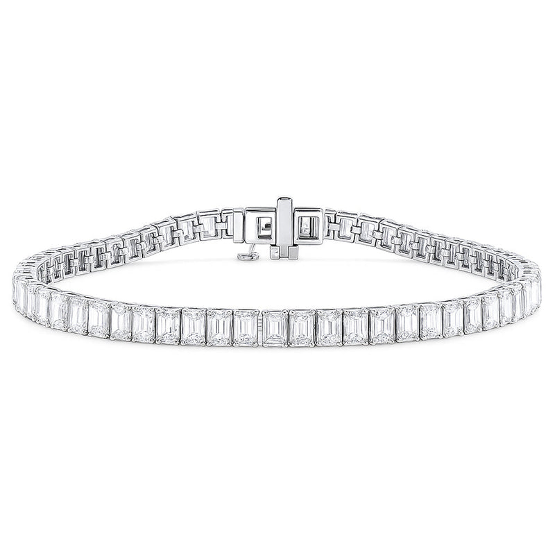 SPECIAL! 10.24ct G SI 14K White Gold Emerald Cut Diamond Tennis Bracelet 7" Long