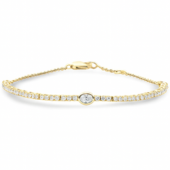 SPECIAL!.77ct G SI 14K Yellow Gold Oval Cut Diamond Tennis Chain Bracelet 7" Long