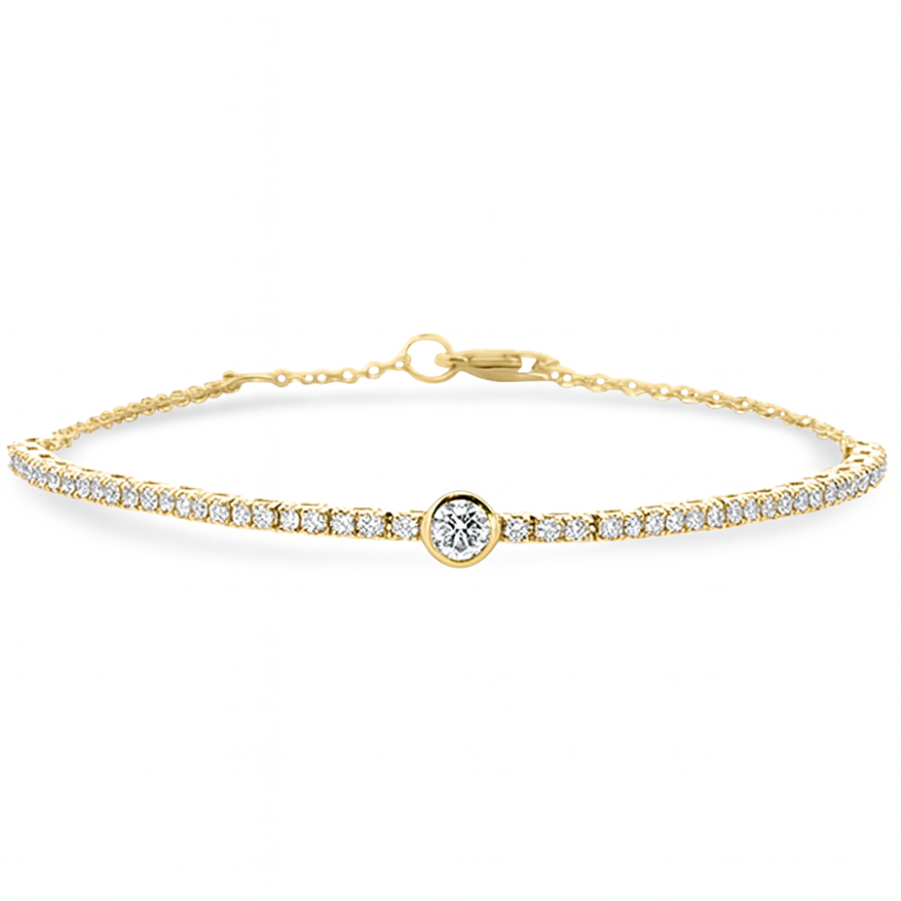 SPECIAL!.80ct G SI 14K Yellow Gold Round Cut Diamond Tennis Chain Bracelet 7" Long