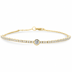 SPECIAL!.80ct G SI 14K Yellow Gold Round Cut Diamond Tennis Chain Bracelet 7" Long